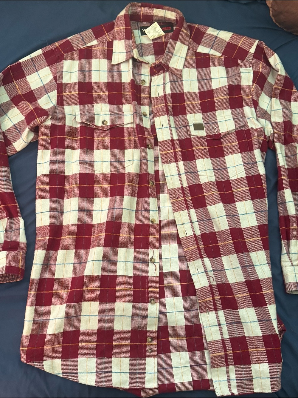 Wrangler Maroon and White Plaid Workshirt